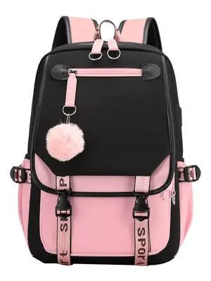 Teenage Girls' Backpack Middle School Students Bookbag Outdoor Daypack with USB Charge Port (21 Liters, Black Pink) Teenage Girls' Backpack Middle School Students Bookbag Outdoor Daypack with USB Charge Port (21 Liters, Black Pink)