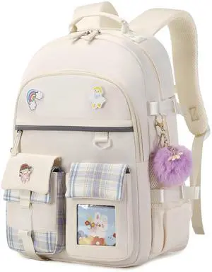 Backpack for Girls, 15.6 Inch Laptop School Bag Kids Kindergarten Elementary College Backpacks Large Bookbags for Teen Girl Women Students Casual Travel Daypacks (Beige) Backpack for Girls, 15.6 Inch Laptop School Bag Kids Kindergarten Elementary College Backpacks Large Bookbags for Teen Girl Women Students Casual Travel Daypacks (Beige)