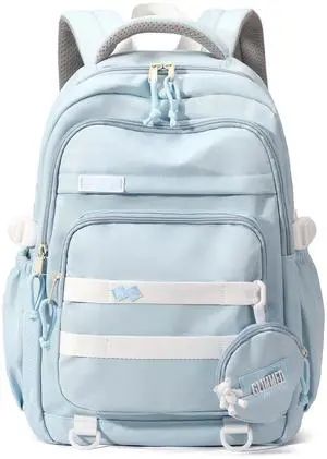 Kids Backpack for Girls - Aesthetic School Backpack for Teens - Blue Bookbag Kids Backpack for Girls - Aesthetic School Backpack for Teens - Blue Bookbag