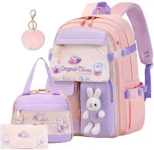 Girls Backpack Set with Lunch Box & Pencil Case for Elementary School Girls Backpack Set with Lunch Box & Pencil Case for Elementary School