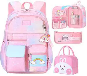 Kawaii Backpack, Pink Backpack for Girls, Kid Starry Rainbow Bookbag, Cute Backpack for Kids, Aesthetic Backpack, Pink(3 PCS Set) Kawaii Backpack, Pink Backpack for Girls, Kid Starry Rainbow Bookbag, Cute Backpack for Kids, Aesthetic Backpack, Pink(3 PCS Set)