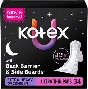 Ultra Thin Overnight Pads, Wings, Extra Heavy, 34 Count Ultra Thin Overnight Pads, Wings, Extra Heavy, 34 Count