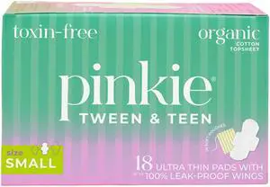 Small Period Pads for Tweens & Teens, Organic Cotton Topsheet, 18 Ct Small Period Pads for Tweens & Teens, Organic Cotton Topsheet, 18 Ct