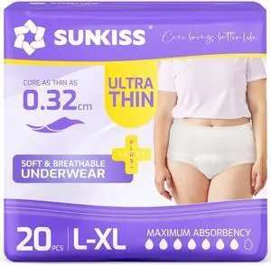 Ultra Thin Incontinence Underwear for Women, Unscented, L/XL, 20 Ct Ultra Thin Incontinence Underwear for Women, Unscented, L/XL, 20 Ct
