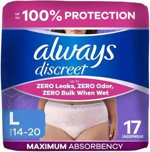 Adult Diapers for Women, Incontinence Underwear, Postpartum Essentials, Disposable Briefs, Max Absorbency, Bladder Leak Protection, Large, 17ct Adult Diapers for Women, Incontinence Underwear, Postpartum Essentials, Disposable Briefs, Max Absorbency, Bladder Leak Protection, Large, 17ct