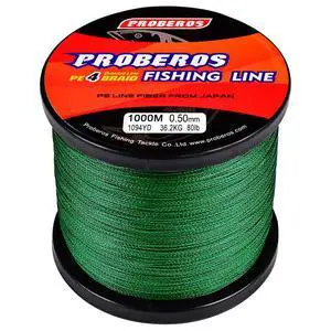 Braided Fishing Line 4 Strands Strong Multifilament PE Braid Wire for Saltwater 328Yard/300M 50LB Green Braided Fishing Line 4 Strands Strong Multifilament PE Braid Wire for Saltwater 328Yard/300M 50LB Green