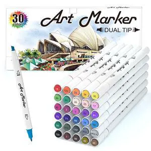 30 Colors Art Markers, Dual Tip Permanent Marker Pens Highlighters Perfect for Kids Adults Artist Drawing Sketching Card Making & Coloring Books 30 Colors Art Markers, Dual Tip Permanent Marker Pens Highlighters Perfect for Kids Adults Artist Drawing Sketching Card Making & Coloring Books