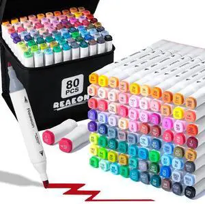 Alcohol Art Markers, 80 Colors Fine & Chisel Dual Tip Marker Set, Permanent Art Markers for Adults Sketching Painting Drawing and Coloring(White Barrel) Alcohol Art Markers, 80 Colors Fine & Chisel Dual Tip Marker Set, Permanent Art Markers for Adults Sketching Painting Drawing and Coloring(White Barrel)