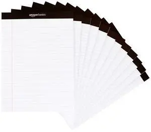 Wide Ruled Lined Writing Note Pads for Office Supplies, 8.5" x 11.75", White, 12-Pack of 50 Perforated Sheets Wide Ruled Lined Writing Note Pads for Office Supplies, 8.5" x 11.75", White, 12-Pack of 50 Perforated Sheets