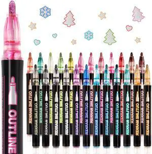24 Colors Outline Glitter Markers Set, Shimmer Pens Set, Teen Girl Gifts 24 Colors Outline Glitter Markers Set, Shimmer Pens Set, Teen Girl Gifts