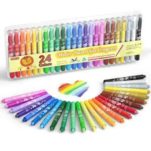 24 Colors Gel Crayons for Toddlers, Non-Toxic Crayons Set for Kids Children Coloring, Crayon-Pastel-Watercolor Effect, Ideal for Paper 24 Colors Gel Crayons for Toddlers, Non-Toxic Crayons Set for Kids Children Coloring, Crayon-Pastel-Watercolor Effect, Ideal for Paper