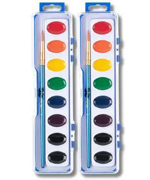 Washable Watercolors, 2 Pack, 8 Colors with Paint Brush Washable Watercolors, 2 Pack, 8 Colors with Paint Brush
