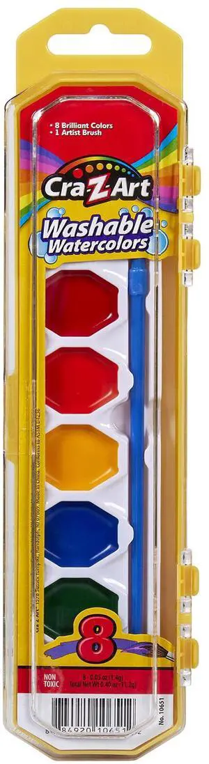Washable Watercolors with Brush, 8 Colors, 1 Tray (10651) Washable Watercolors with Brush, 8 Colors, 1 Tray (10651)