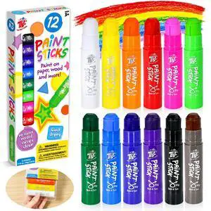 Paint Sticks for Kids Ages 2-8, 12 Classic Colors Paint Sticks for Kids Ages 2-8, 12 Classic Colors