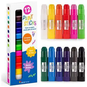 Tempera Paint Sticks - 12 Colors Kids Paints - Non-Toxic Washable Paint Sticks for Kids - Mess Free Quick Drying Art Supplies for Toddlers Tempera Paint Sticks - 12 Colors Kids Paints - Non-Toxic Washable Paint Sticks for Kids - Mess Free Quick Drying Art Supplies for Toddlers