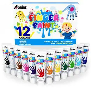 Washable Finger Paint for Toddlers 1-3, 12 Non-Toxic Colors Washable Finger Paint for Toddlers 1-3, 12 Non-Toxic Colors