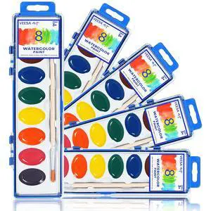 Washable Watercolorsfor Kids, 5 Pack, 8 Colors with Paint Brush Washable Watercolorsfor Kids, 5 Pack, 8 Colors with Paint Brush