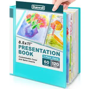 Presentation Binder 60-Pocket, Displays 120 Pages, 8.5x11 Portfolio Binder with Plastic Sleeves, Storage and Organizer for Documents, Photos, Kids Artwork, Projects, Recipes (Aqua) Presentation Binder 60-Pocket, Displays 120 Pages, 8.5x11 Portfolio Binder with Plastic Sleeves, Storage and Organizer for Documents, Photos, Kids Artwork, Projects, Recipes (Aqua)