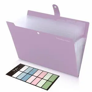File Folder with Labels, Accordion File Organizer with 8 Pockets, Portable Document Organizer, A4 Letter Size, Paper Organizer for Office, Purple File Folder with Labels, Accordion File Organizer with 8 Pockets, Portable Document Organizer, A4 Letter Size, Paper Organizer for Office, Purple