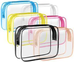 6 Pack Toiletry Bag Makeup Bag Cosmetic Bag, TSA Approved Clear Travel Toiletry Bag wih Zippers, Quart Size Travel Makeup Cosmetic Bag for Women Men, Carry on Airport Airline Compliant Bag, 6 Colors 6 Pack Toiletry Bag Makeup Bag Cosmetic Bag, TSA Approved Clear Travel Toiletry Bag wih Zippers, Quart Size Travel Makeup Cosmetic Bag for Women Men, Carry on Airport Airline Compliant Bag, 6 Colors