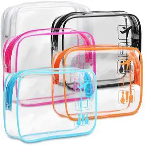 TSA Approved Toiletry Bag - Clear Makeup Bag, 5 Pack, 5 Colors TSA Approved Toiletry Bag - Clear Makeup Bag, 5 Pack, 5 Colors