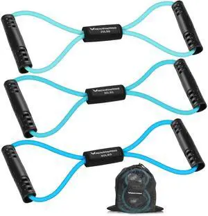 Bands, Figure 8 Fitness Exercise Bands with Handles - 8 Shaped Resistance Bands of 3 for Arm and Shoulder Stretch, Rope 8 Word Elastic for Women and Men Bands, Figure 8 Fitness Exercise Bands with Handles - 8 Shaped Resistance Bands of 3 for Arm and Shoulder Stretch, Rope 8 Word Elastic for Women and Men