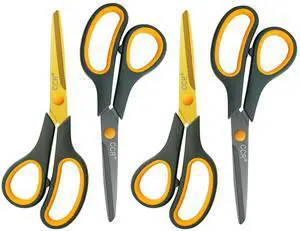 Scissors 8 Inch Soft Comfort-Grip Handles Sharp Titanium Coating Blades, 4-Pack Scissors 8 Inch Soft Comfort-Grip Handles Sharp Titanium Coating Blades, 4-Pack