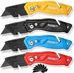4-Pack Box Cutter Utility Knife, Folding Pocket Knife, 14 Blades 4-Pack Box Cutter Utility Knife, Folding Pocket Knife, 14 Blades