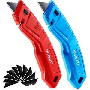 2-Pack Box Cutter, 2-Color Retractable Utility Knife, 12 SK2 Blades 2-Pack Box Cutter, 2-Color Retractable Utility Knife, 12 SK2 Blades