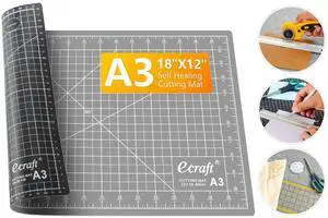 Self Healing Cutting Mat 18x12 Inch A3, 5-Ply Double Sided Rotary Cutting Board with Grid, Grey/Black for Sewing, Quilting, Fabric & Craft Projects Self Healing Cutting Mat 18x12 Inch A3, 5-Ply Double Sided Rotary Cutting Board with Grid, Grey/Black for Sewing, Quilting, Fabric & Craft Projects