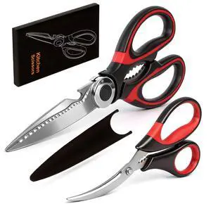 Kitchen Shears Set of 2, Heavy Duty Kitchen Scissors Seafood Scissors, Stainless Steel Sharp Food Cooking Scissors for Meat, Bones, Fish, Poultry, Vegetables, Chicken, Dishwasher Safe Kitchen Shears Set of 2, Heavy Duty Kitchen Scissors Seafood Scissors, Stainless Steel Sharp Food Cooking Scissors for Meat, Bones, Fish, Poultry, Vegetables, Chicken, Dishwasher Safe