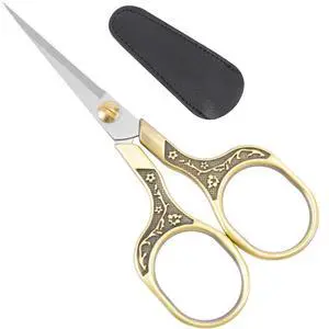 Needlepoint Scissors with Leather Sheath, 5" Vintage Antique Bronze Small Embroidery Scissors, Sharp Sewing Snips for Fabric, Yarn, Thread & Daily Crafting, Aesthetic Metal Craft Scissors Needlepoint Scissors with Leather Sheath, 5" Vintage Antique Bronze Small Embroidery Scissors, Sharp Sewing Snips for Fabric, Yarn, Thread & Daily Crafting, Aesthetic Metal Craft Scissors