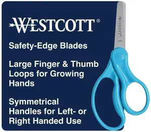 15968 Right- and Left-Handed Scissors, Classic Kids' Scissors, Back to School, Classroom Supplies, Ages 4-8, 5-Inch Blunt Tip, Neon Blue 15968 Right- and Left-Handed Scissors, Classic Kids' Scissors, Back to School, Classroom Supplies, Ages 4-8, 5-Inch Blunt Tip, Neon Blue