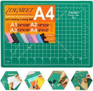 Density-upgraded 9"x12" Self Healing Cutting Mat, Idemeet Rotary Sewing Mat for Crafts, 5-Ply Blade Table Protector Cut Board for Fabric Leather Cutting Quilting Modeling Hobby Project, A4, Green Density-upgraded 9"x12" Self Healing Cutting Mat, Idemeet Rotary Sewing Mat for Crafts, 5-Ply Blade Table Protector Cut Board for Fabric Leather Cutting Quilting Modeling Hobby Project, A4, Green
