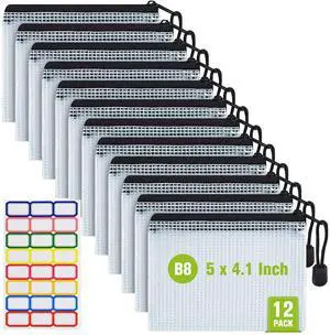 12 Pcs Plastic Mesh Zip File Bags, B8 Waterproof Tear-Resistant File Folder 12 Pcs Plastic Mesh Zip File Bags, B8 Waterproof Tear-Resistant File Folder