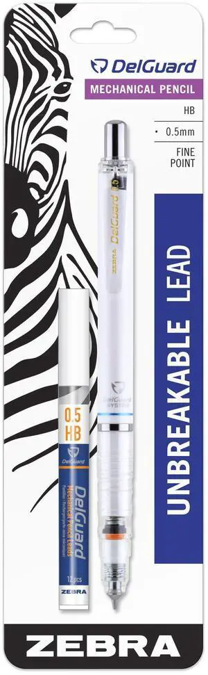 DelGuard White Barrel Mechanical Pencil, 0.5mm, Fine Point, 1-Pk DelGuard White Barrel Mechanical Pencil, 0.5mm, Fine Point, 1-Pk