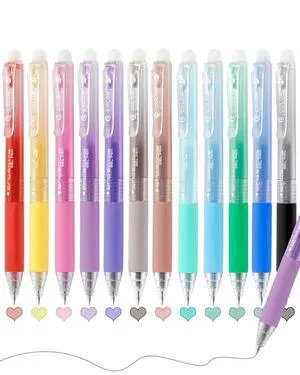 12 Colors Erasable Gel Pens, Fine Point 0.7mm Colored Erasable Pens 12 Colors Erasable Gel Pens, Fine Point 0.7mm Colored Erasable Pens