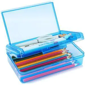 Double Layer Plastic Clear Hard Colored Pencil Box Case Pen Crayon Box Double Layer Plastic Clear Hard Colored Pencil Box Case Pen Crayon Box
