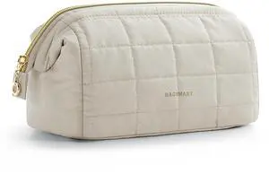 Makeup Bag Travel Toiletry Bag, Wide-open Zipper Pouch, Beige Makeup Bag Travel Toiletry Bag, Wide-open Zipper Pouch, Beige