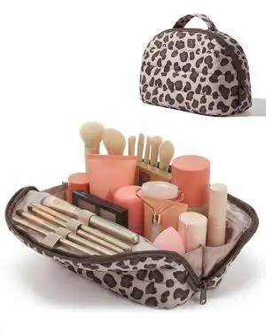 Travel Makeup Bag for Women, Portable Cosmetic Case, Leopard Print Travel Makeup Bag for Women, Portable Cosmetic Case, Leopard Print
