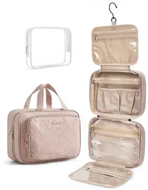Toiletry Bag Hanging Travel Makeup Organizer with TSA Approved Transparent Cosmetic Bag Makeup Bag for Full Sized Toiletries, Medium-Pink Toiletry Bag Hanging Travel Makeup Organizer with TSA Approved Transparent Cosmetic Bag Makeup Bag for Full Sized Toiletries, Medium-Pink