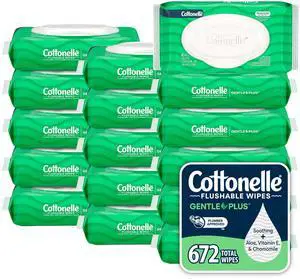 GentlePlus Flushable Wet Wipes with Aloe & Vitamin E, 16 Flip-Top Packs, 42 Wipes Per Pack (672 Total Wipes), Packaging May Vary GentlePlus Flushable Wet Wipes with Aloe & Vitamin E, 16 Flip-Top Packs, 42 Wipes Per Pack (672 Total Wipes), Packaging May Vary