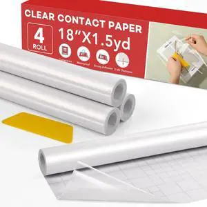 4 Rolls Clear Contact Paper, Adhesive Book Covers 18 in x 4.5 ft 4 Rolls Clear Contact Paper, Adhesive Book Covers 18 in x 4.5 ft