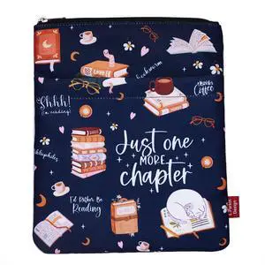 Just One More Chapter - Waterproof Book Sleeve with Zipper & Front Pocket | 11x8.5 Inch Canvas Book Cover Protector | Perfect Book Lovers Gift for Travel Just One More Chapter - Waterproof Book Sleeve with Zipper & Front Pocket | 11x8.5 Inch Canvas Book Cover Protector | Perfect Book Lovers Gift for Travel