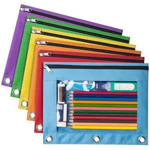 6 Pack Pencil Pouches for 3 Ring Binder, Smooth Zipper Pencil Bag 6 Pack Pencil Pouches for 3 Ring Binder, Smooth Zipper Pencil Bag