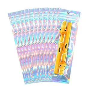 100 Pcs 2.7x9 Inch Holographic Pen Bags Resealable Bags for Small Business 100 Pcs 2.7x9 Inch Holographic Pen Bags Resealable Bags for Small Business