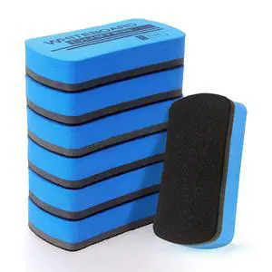 6 Pack Magnetic Dry Eraser Erasers, 4.2'' x 2.2'', Blue 6 Pack Magnetic Dry Eraser Erasers, 4.2'' x 2.2'', Blue
