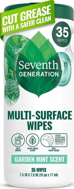 Multi-Surface Cleaning Wipes, Garden Mint Scent, Cuts Grease & Grime, 35 Wipes Multi-Surface Cleaning Wipes, Garden Mint Scent, Cuts Grease & Grime, 35 Wipes