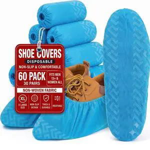 Disposable Shoe Covers, 60 Pack XL Non-Woven Booties, Breathable & Stretchable, Fits Most Shoes, Floor & Carpet Protector for Guests, Real Estate Showings, Contractors, Cleaning Disposable Shoe Covers, 60 Pack XL Non-Woven Booties, Breathable & Stretchable, Fits Most Shoes, Floor & Carpet Protector for Guests, Real Estate Showings, Contractors, Cleaning