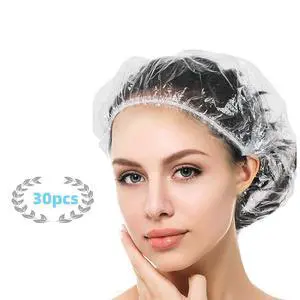 Disposable Shower Caps for Women, Clear Waterproof, 30 Count Disposable Shower Caps for Women, Clear Waterproof, 30 Count
